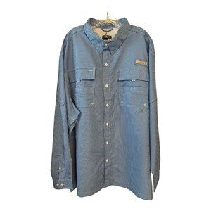 Habit Men's 3XL Fishing Shirt – Marlin Blue Check – Long Sleeve – Outdoor Perfor